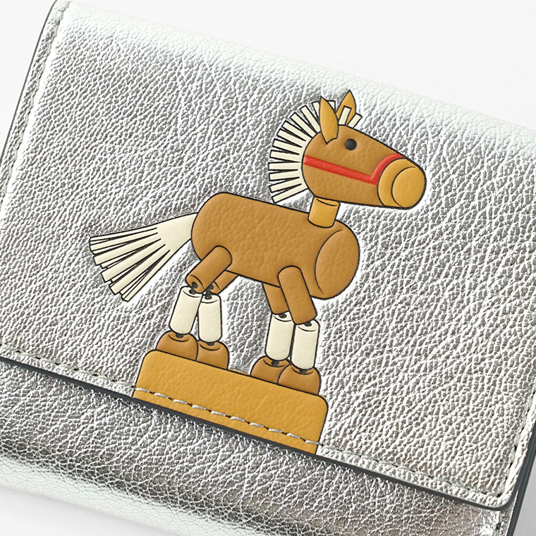ANYA HINDMARCH レディース 3つ折り財布 MINI TRIFOLD WALLET HORSE 204781 シルバー SILVER
