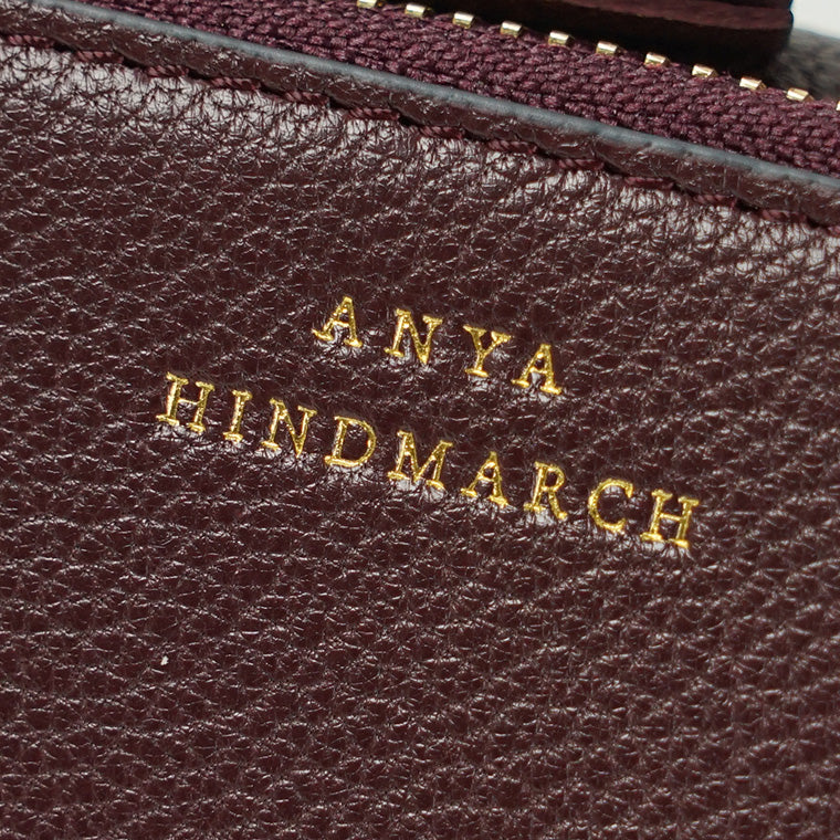 ANYA HINDMARCH レディース 3つ折り財布 MINI TRIFOLD ZIP PEEPING EYES 204866 バーガンディ CLARET