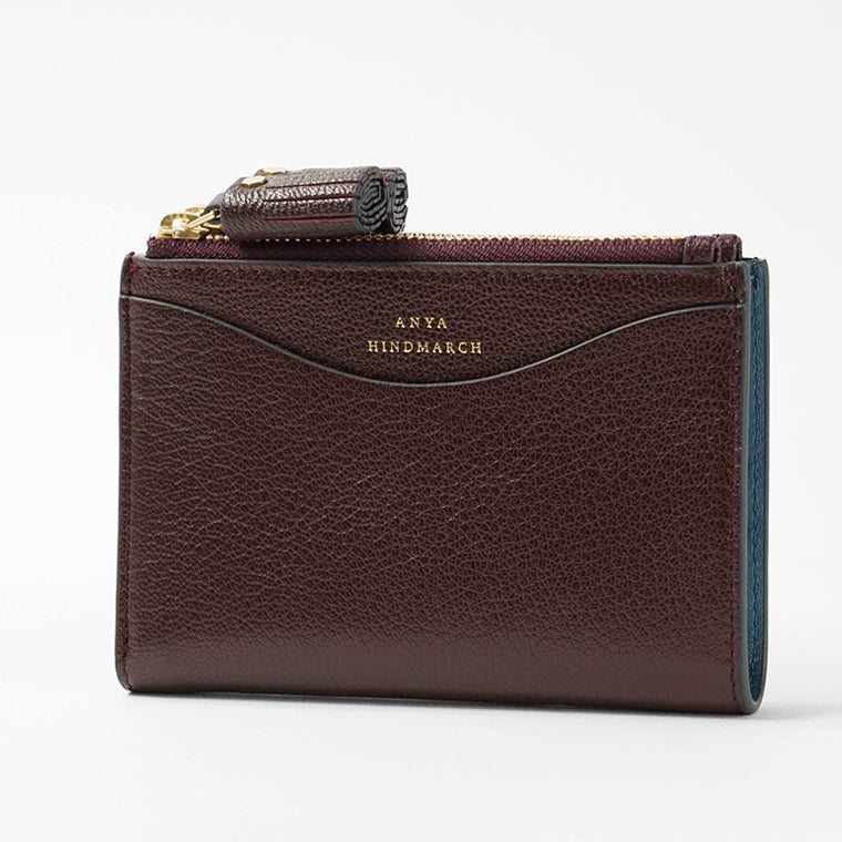 ANYA HINDMARCH レディース 2つ折り財布 SMALL DOUBLE ZIP WALLET PEEPING EYES 204873 バーガンディ CLARET