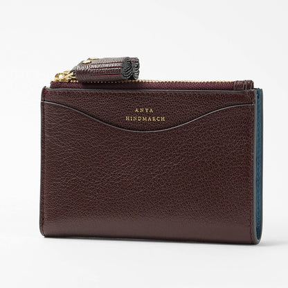 ANYA HINDMARCH レディース 2つ折り財布 SMALL DOUBLE ZIP WALLET PEEPING EYES 204873 バーガンディ CLARET