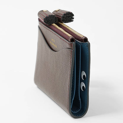 ANYA HINDMARCH レディース 2つ折り財布 SMALL DOUBLE ZIP WALLET PEEPING EYES 204873 バーガンディ CLARET