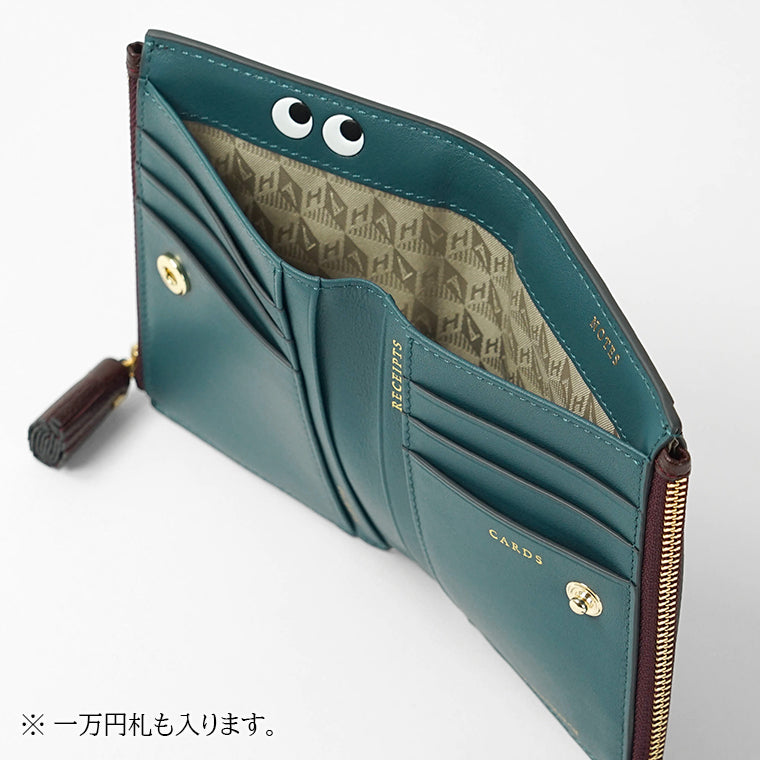 ANYA HINDMARCH レディース 2つ折り財布 SMALL DOUBLE ZIP WALLET PEEPING EYES 204873 バーガンディ CLARET