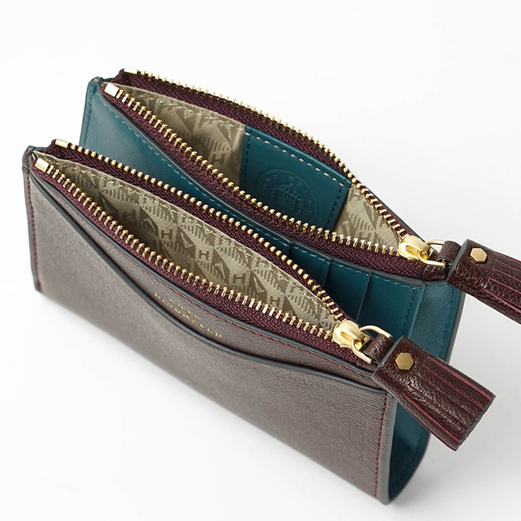 ANYA HINDMARCH レディース 2つ折り財布 SMALL DOUBLE ZIP WALLET PEEPING EYES 204873 バーガンディ CLARET