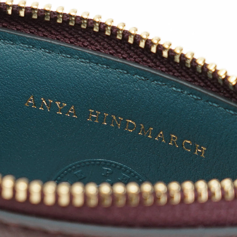 ANYA HINDMARCH レディース フラグメントケース ZIP CARD CASE PEEPING EYES 204880 バーガンディ CLARET