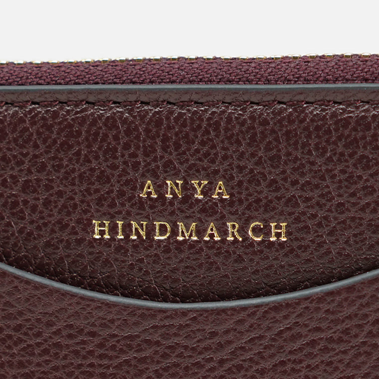 ANYA HINDMARCH レディース フラグメントケース ZIP CARD CASE PEEPING EYES 204880 バーガンディ CLARET