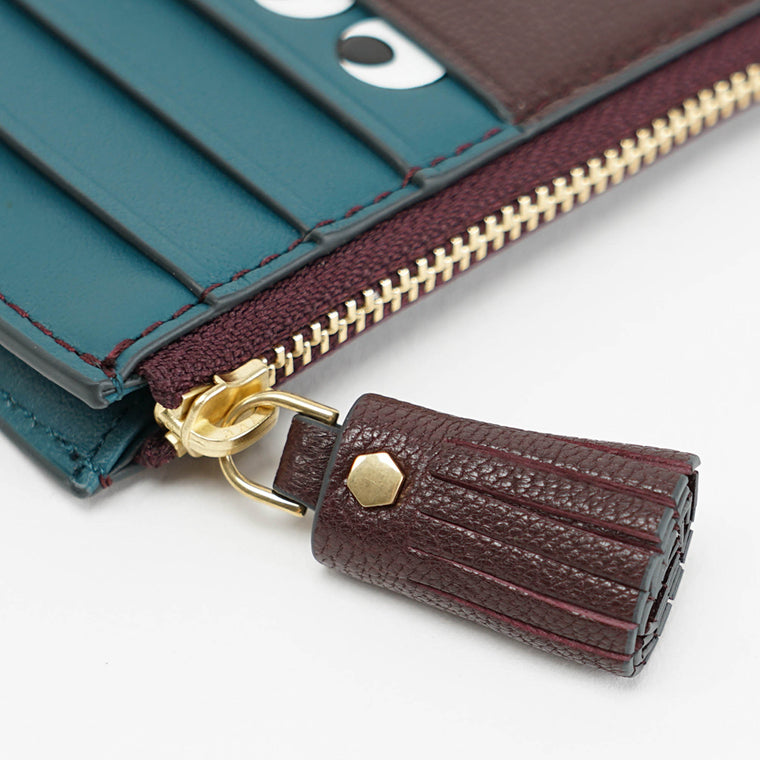 ANYA HINDMARCH レディース フラグメントケース ZIP CARD CASE PEEPING EYES 204880 バーガンディ CLARET