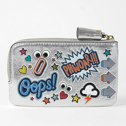 ANYA HINDMARCH レディース コインケース SMALL ZIP LOOSE POCKET ALL OVER STICKERS 207935 シルバー SILVER