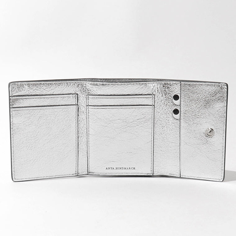 ANYA HINDMARCH レディース 3つ折り財布 MINI TRIFOLD ZIP PEEPING EYES 210423 メタリックグレー ANTHRACITE