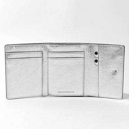 ANYA HINDMARCH レディース 3つ折り財布 MINI TRIFOLD ZIP PEEPING EYES 210423 メタリックグレー ANTHRACITE