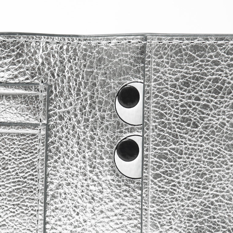 ANYA HINDMARCH レディース 3つ折り財布 MINI TRIFOLD ZIP PEEPING EYES 210423 メタリックグレー ANTHRACITE