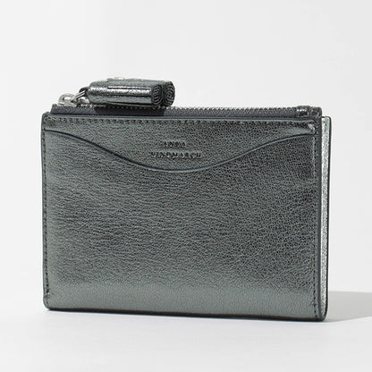 ANYA HINDMARCH レディース 2つ折り財布 SMALL DOUBLE ZIP WALLET PEEPING EYES 210430 メタリックグレー ANTHRACITE
