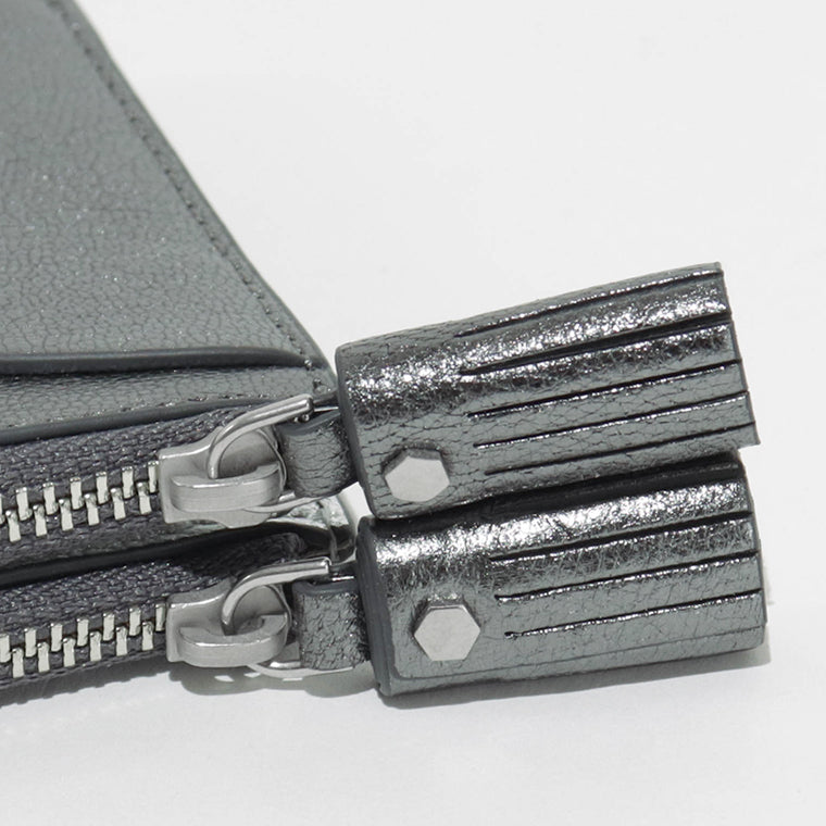 ANYA HINDMARCH レディース 2つ折り財布 SMALL DOUBLE ZIP WALLET PEEPING EYES 210430 メタリックグレー ANTHRACITE