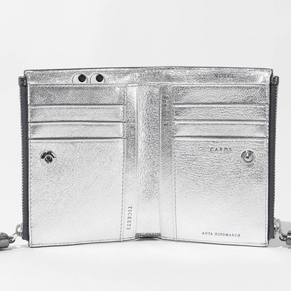 ANYA HINDMARCH レディース 2つ折り財布 SMALL DOUBLE ZIP WALLET PEEPING EYES 210430 メタリックグレー ANTHRACITE