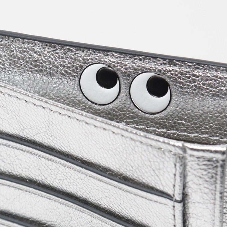 ANYA HINDMARCH レディース 2つ折り財布 SMALL DOUBLE ZIP WALLET PEEPING EYES 210430 メタリックグレー ANTHRACITE