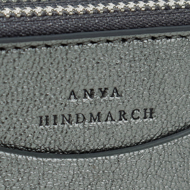 ANYA HINDMARCH レディース 2つ折り財布 SMALL DOUBLE ZIP WALLET PEEPING EYES 210430 メタリックグレー ANTHRACITE
