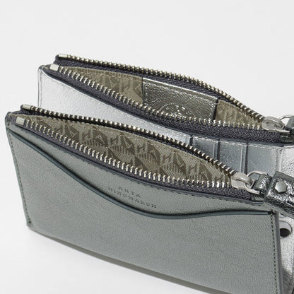 ANYA HINDMARCH レディース 2つ折り財布 SMALL DOUBLE ZIP WALLET PEEPING EYES 210430 メタリックグレー ANTHRACITE