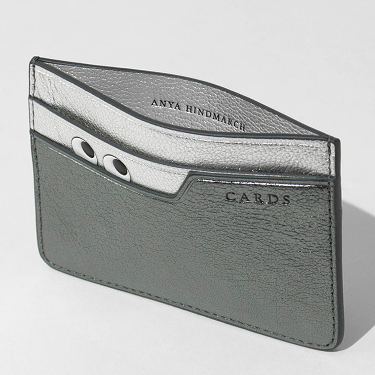 ANYA HINDMARCH レディース カードケース CARD CASE PEEPING EYES 210447 メタリックグレー ANTHRACITE