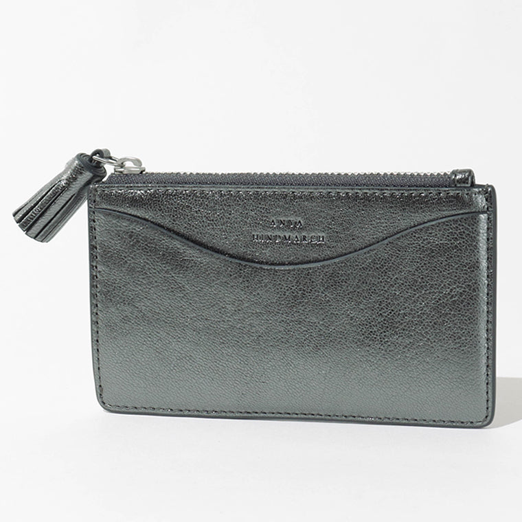ANYA HINDMARCH レディース カードケース ZIP CARD CASE PEEPING EYES 210454 メタリックグレー ANTHRACITE