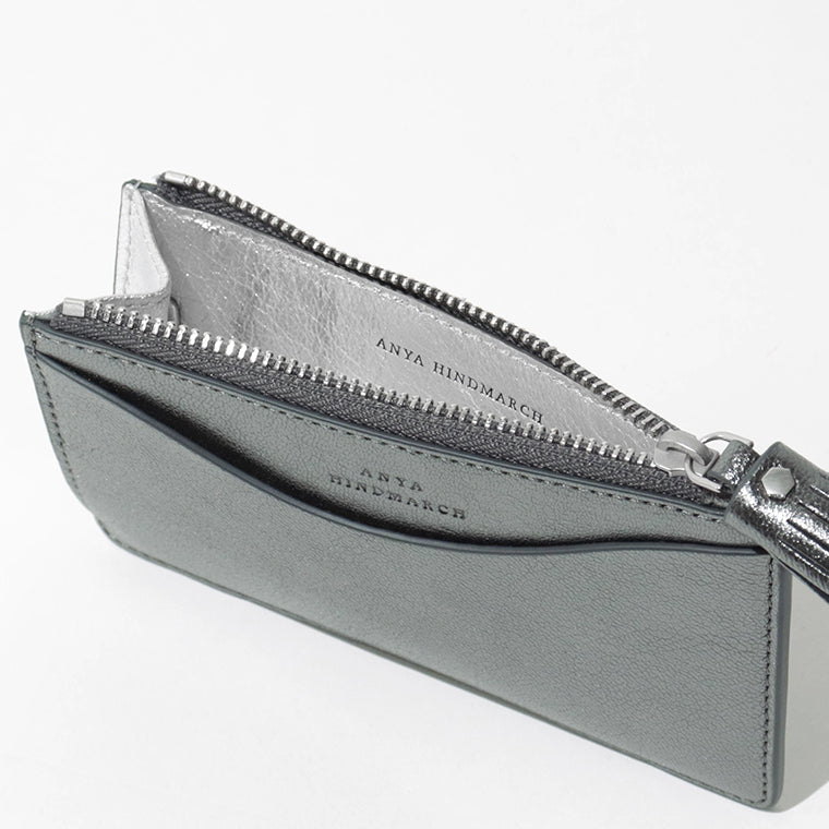 ANYA HINDMARCH レディース カードケース ZIP CARD CASE PEEPING EYES 210454 メタリックグレー ANTHRACITE