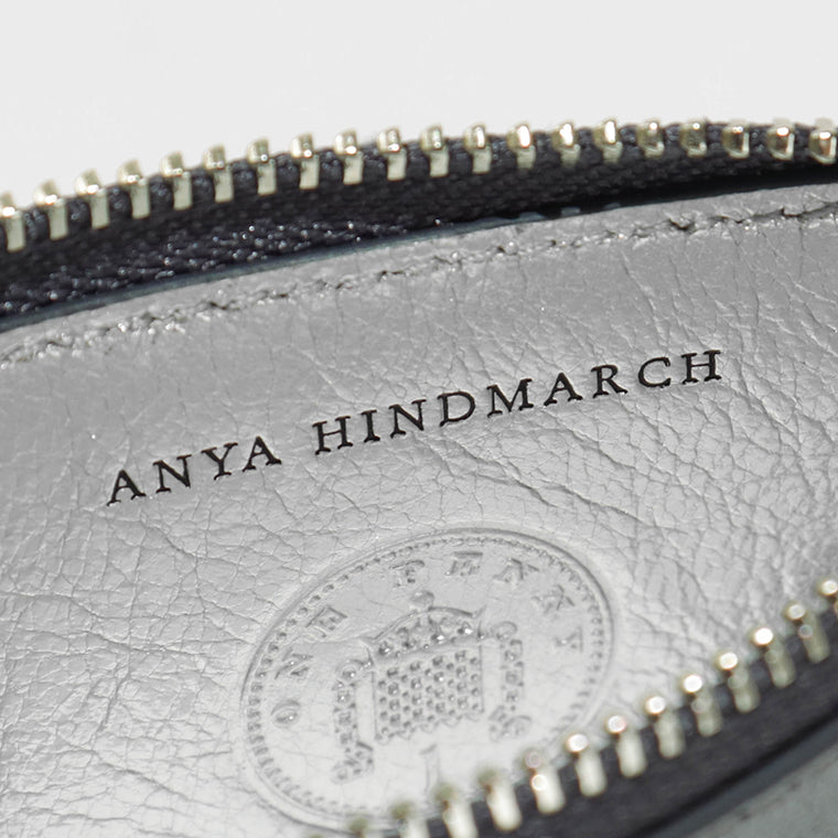 ANYA HINDMARCH レディース カードケース ZIP CARD CASE PEEPING EYES 210454 メタリックグレー ANTHRACITE