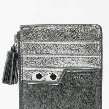 ANYA HINDMARCH レディース カードケース ZIP CARD CASE PEEPING EYES 210454 メタリックグレー ANTHRACITE