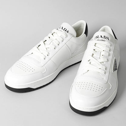 PRADA メンズ スニーカー DOWNTOWN LEATHER SNEAKERS 2EE364 3LJ6 BIANCO NERO ホワイト ブラック F0964