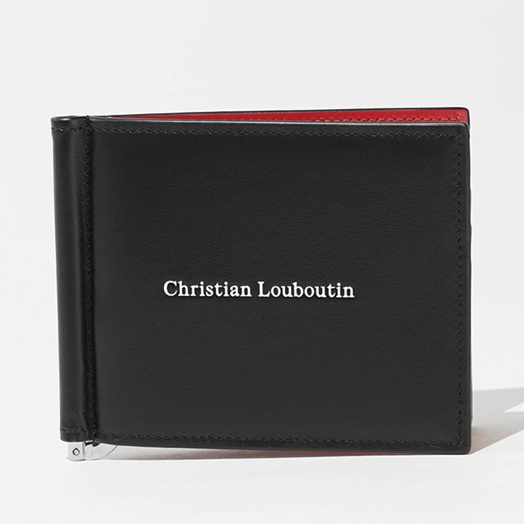 CHRISTIAN LOUBOUTIN メンズ マネークリップ折財布 CANOPY 3265111 BLACK GUN METAL ブラック B078