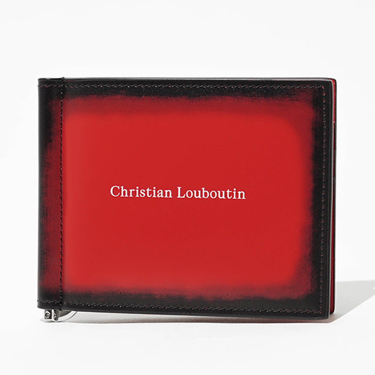 CHRISTIAN LOUBOUTIN メンズ マネークリップ折財布 CANOPY 3265112 LOUBI GUN METAL レッド Q520