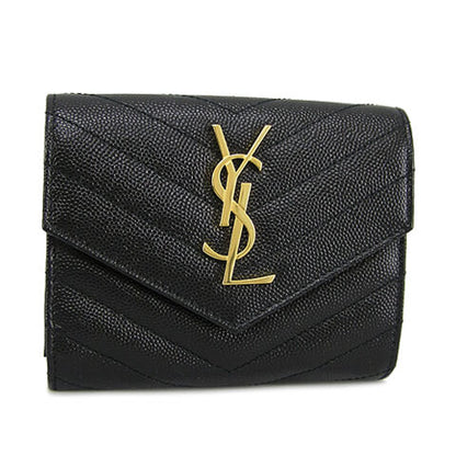 SAINT LAURENT レディース 3つ折り財布 モノグラム コンパクト スリーフォールド ウォレット 403943 BOW01 NERO 1000