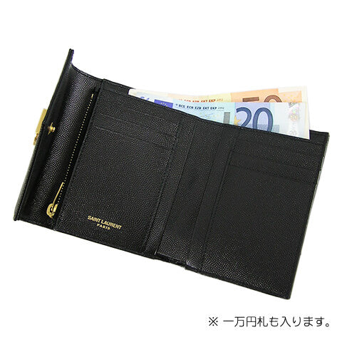 SAINT LAURENT レディース 3つ折り財布 モノグラム コンパクト スリーフォールド ウォレット 403943 BOW01 NERO 1000