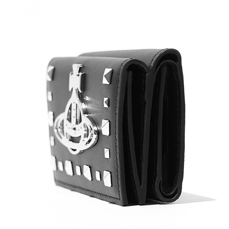 Vivienne Westwood レディース 3つ折り財布 LEATHER STUDS TRIFOLD WALLET 51070054M L00DN BLACK ブラック N402