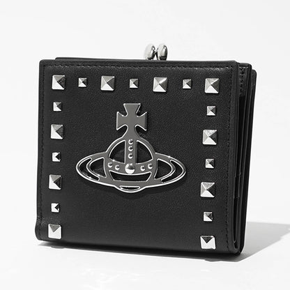 Vivienne Westwood レディース 2つ折り財布 LEATHER STUDS CLASP BIFOLD WALLET 51070056M L00DN BLACK ブラック N402