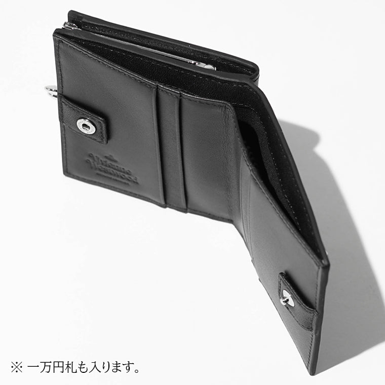 Vivienne Westwood レディース 2つ折り財布 LEATHER STUDS CLASP BIFOLD WALLET 51070056M L00DN BLACK ブラック N402