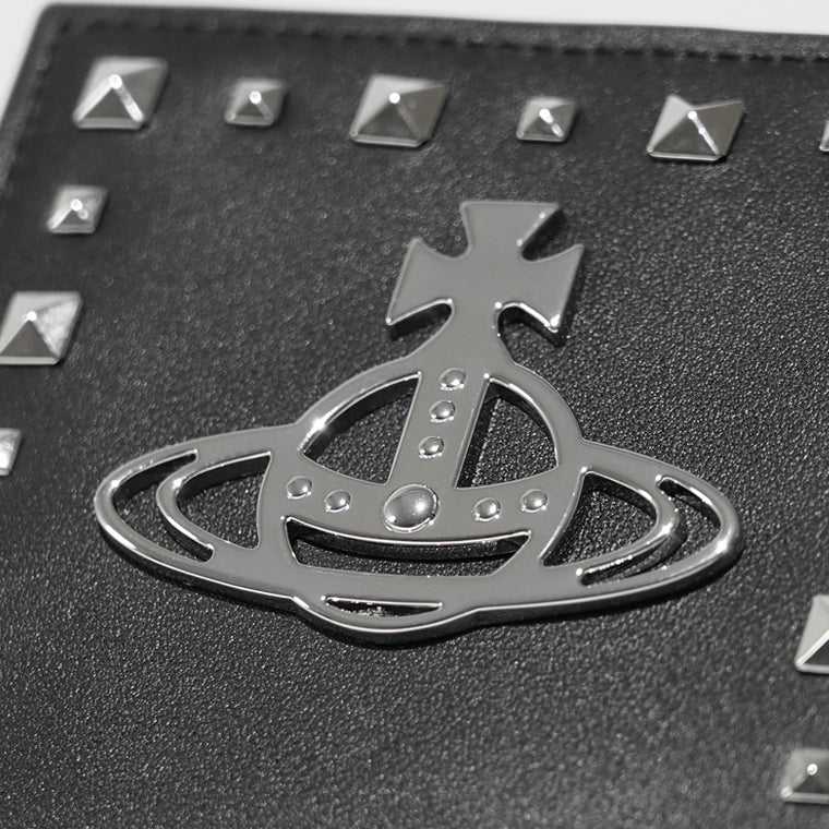 Vivienne Westwood レディース 2つ折り財布 LEATHER STUDS CLASP BIFOLD WALLET 51070056M L00DN BLACK ブラック N402