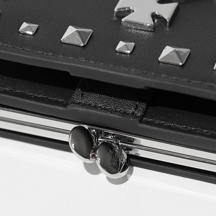 Vivienne Westwood レディース 2つ折り財布 LEATHER STUDS CLASP BIFOLD WALLET 51070056M L00DN BLACK ブラック N402