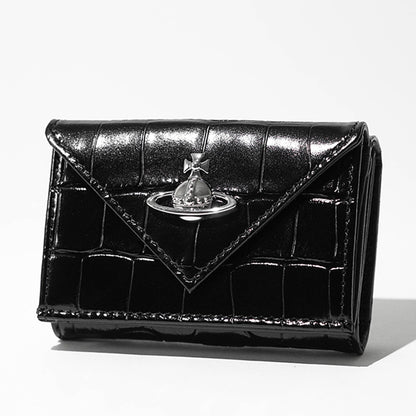 Vivienne Westwood レディース 3つ折り財布 EMBOSS CROC LEATHER ENVELOPE BILLFOLD 5115002EW L0098 BLACK ブラック N401