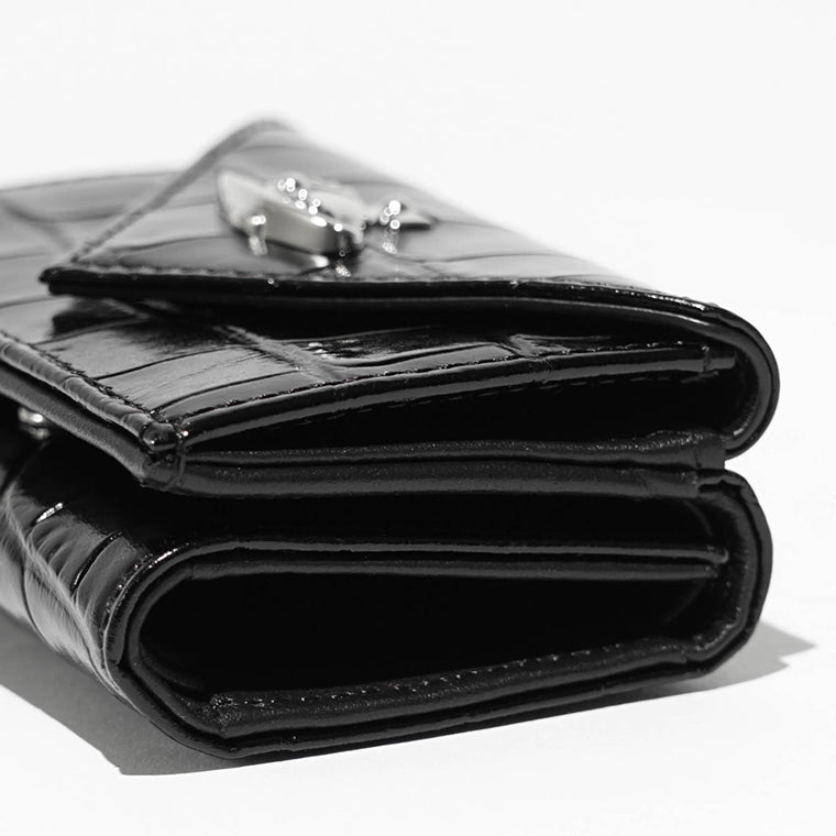 Vivienne Westwood レディース 3つ折り財布 EMBOSS CROC LEATHER ENVELOPE BILLFOLD 5115002EW L0098 BLACK ブラック N401