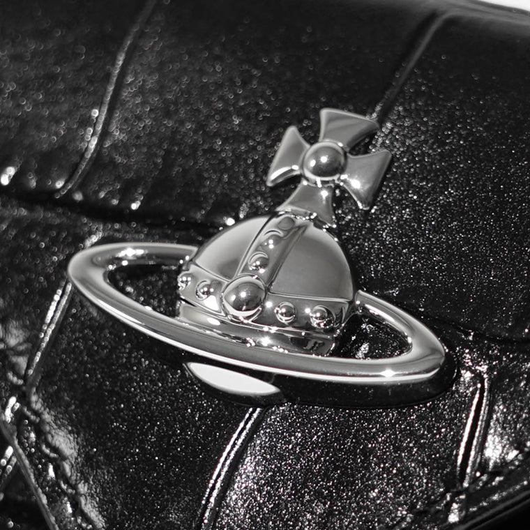 Vivienne Westwood レディース 3つ折り財布 EMBOSS CROC LEATHER ENVELOPE BILLFOLD 5115002EW L0098 BLACK ブラック N401