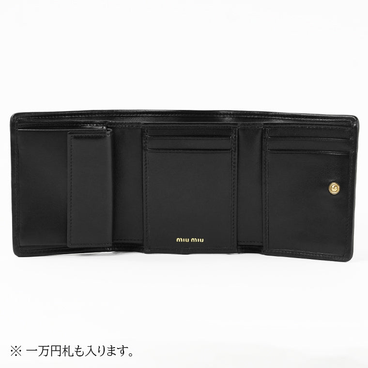 ミュウミュウ MIU MIU レディース 3つ折り財布 ブラック パープル