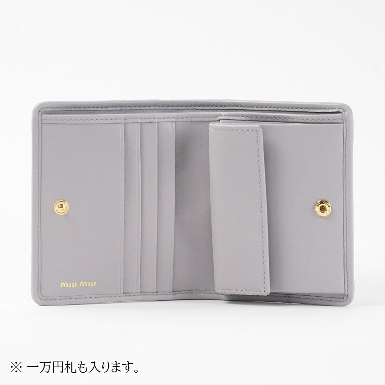 ミュウミュウ MIU MIU レディース 2つ折り財布 ブラック パープル