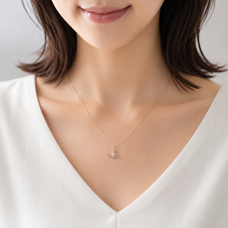 Vivienne Westwood レディース ネックレス FEODORA PENDANT 630203EP GOLD CHAMPAGNE CZ PINK PEARL ゴールド ピンクパール R988