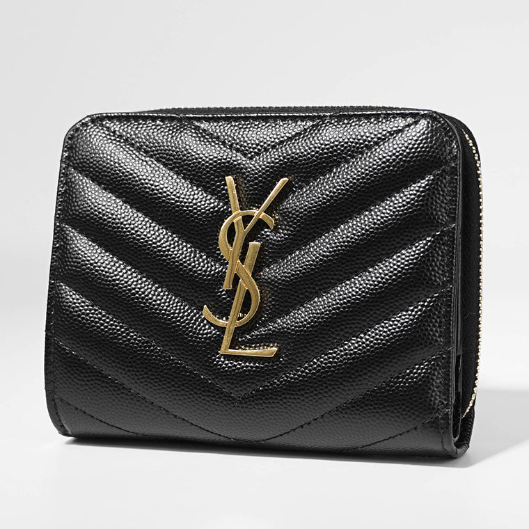 SAINT LAURENT レディース 2つ折り財布 CASSANDRE MATELASSE COMPACT ZIP AROUND WALLET 668288 BOW01 NERO ブラック 1000