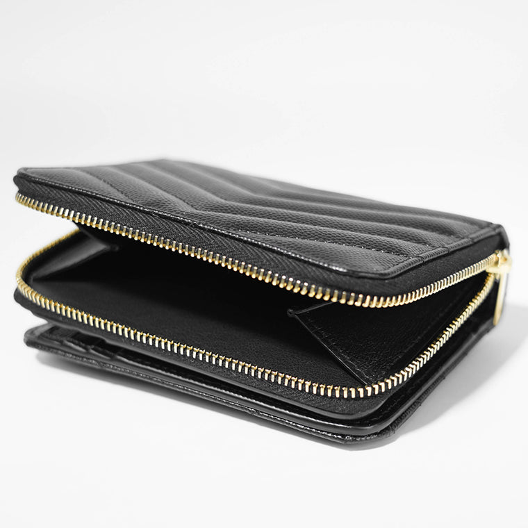 SAINT LAURENT レディース 2つ折り財布 CASSANDRE MATELASSE COMPACT ZIP AROUND WALLET 668288 BOW01 NERO ブラック 1000