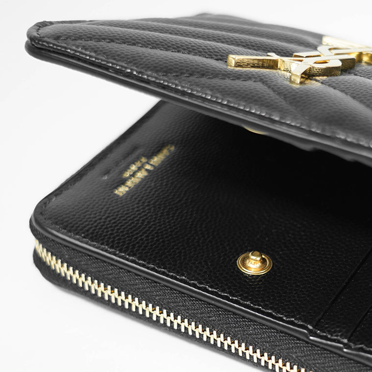 SAINT LAURENT レディース 2つ折り財布 CASSANDRE MATELASSE COMPACT ZIP AROUND WALLET 668288 BOW01 NERO ブラック 1000