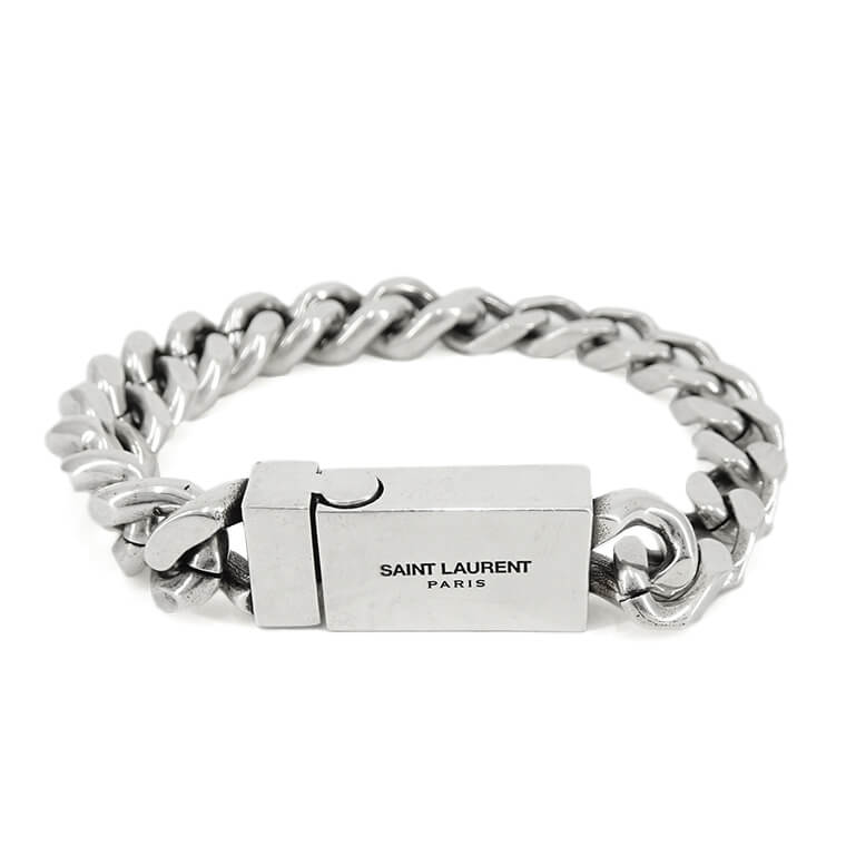 SAINT LAURENT メンズ レディース ブレスレット CURB CHAIN BRACELET 731208 Y1500 OXIDIZED SILVER シルバー 8142