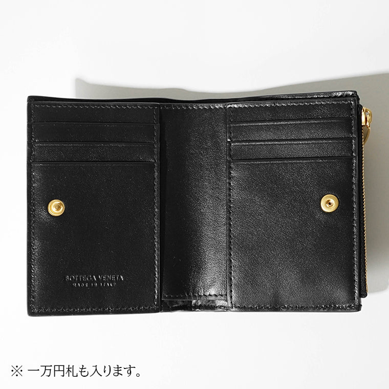 BOTTEGA VENETA レディース 2つ折り財布 742698 VCQC4 BLACK GOLD ブラック ゴールド 8425