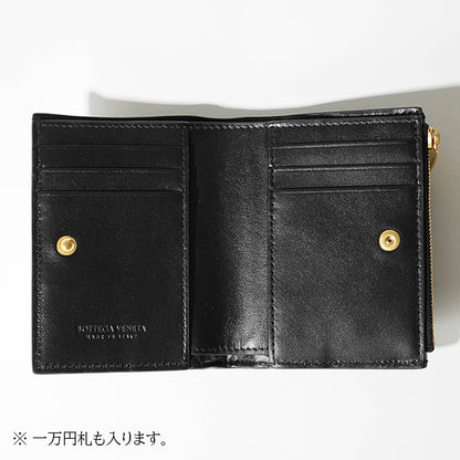 BOTTEGA VENETA レディース 2つ折り財布 742698 VCQC4 BLACK GOLD ブラック ゴールド 8425