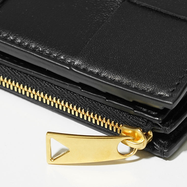 BOTTEGA VENETA レディース 2つ折り財布 742698 VCQC4 BLACK GOLD ブラック ゴールド 8425