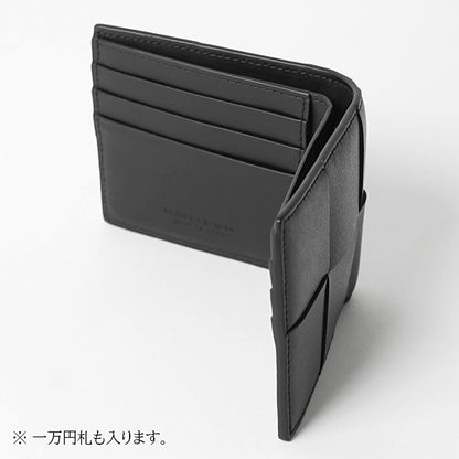 BOTTEGA VENETA メンズ 2つ折り財布 CASSETE 743004 VBWD2 BLACK SILVER ブラック シルバー 8803