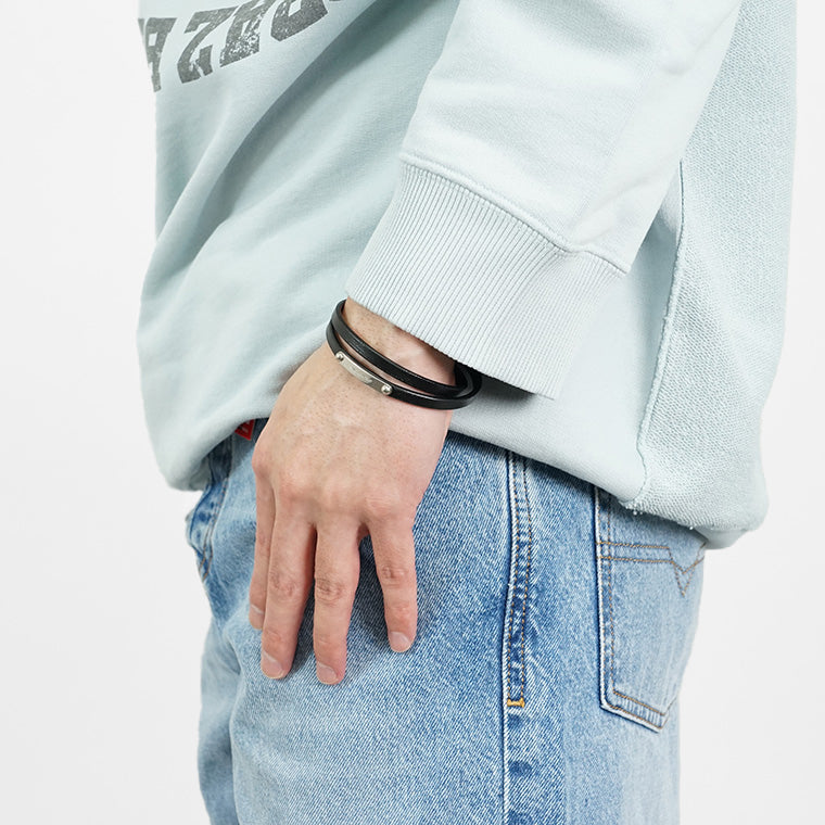 SAINT LAURENT メンズ レディース ブレスレット DOUBLE WRAP ID BRACELET 758343 BL44E NOIR ブラック 1000